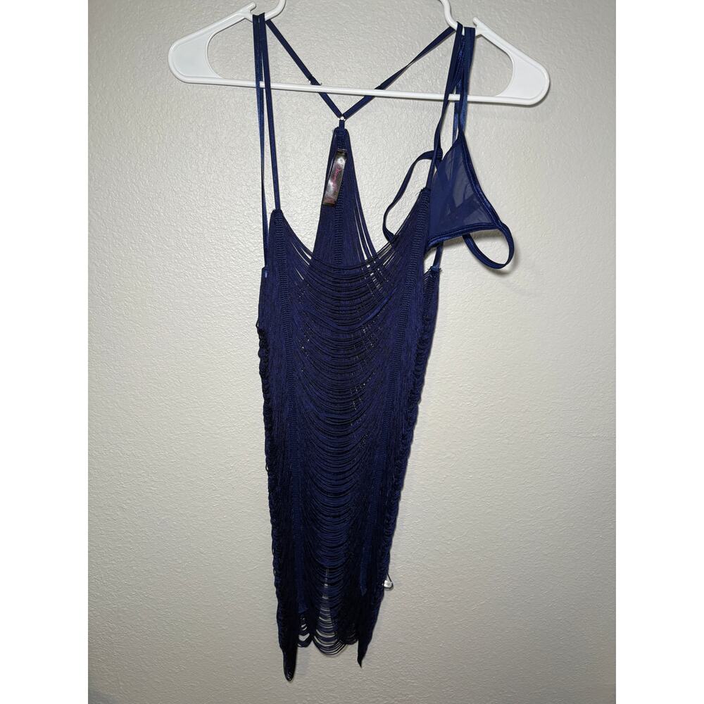 Dreamgirl Navy Fringe Mini Dress with Matching Panty – Size S - Picture 6 of 15